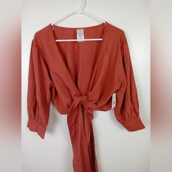 Helen Owen Rust Linen Blend Cropped Top | XS - Picture 1 of 7